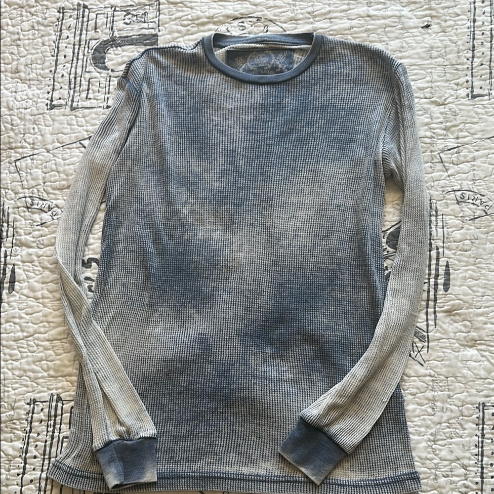 Blue and Gray Long Sleeve Thermal Shirt
